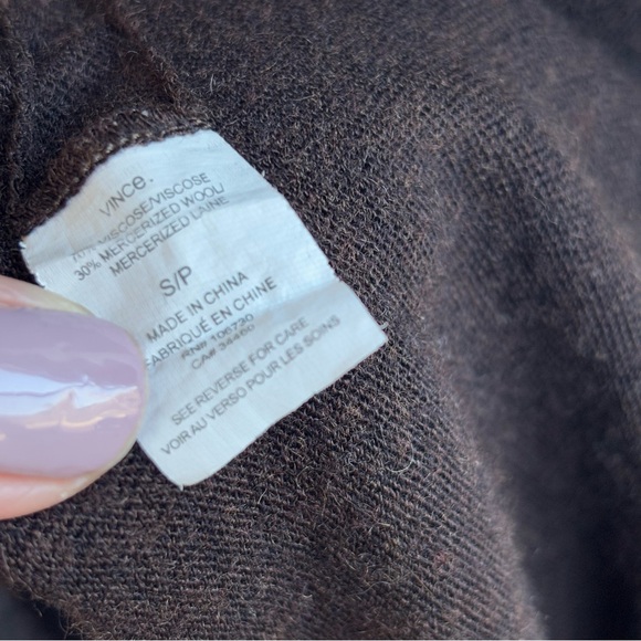 Vince Womens Wool Blend Long Sleeve Sheer Boat Neck Top Brown Sz S - Picture 8 of 12